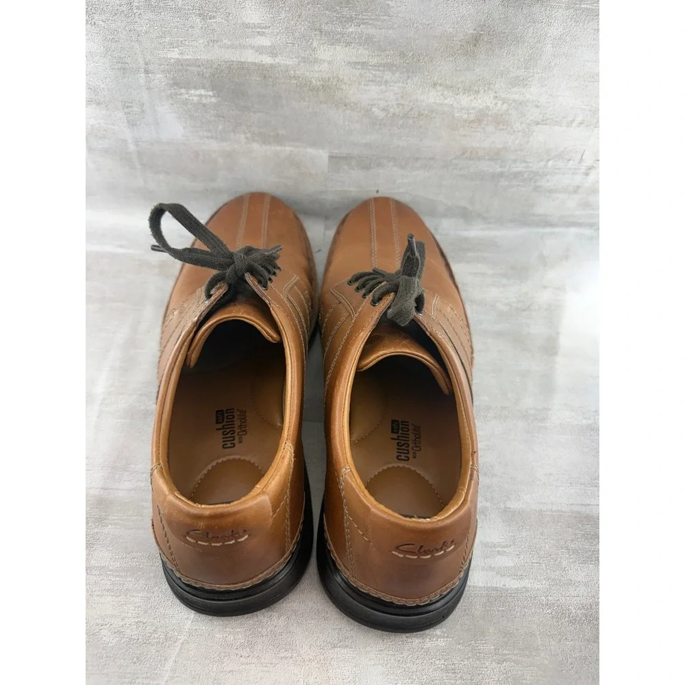 Clarks Collection Men Sz 13 Tan Leather Bicycle Toe Lace Up Oxford Shoes